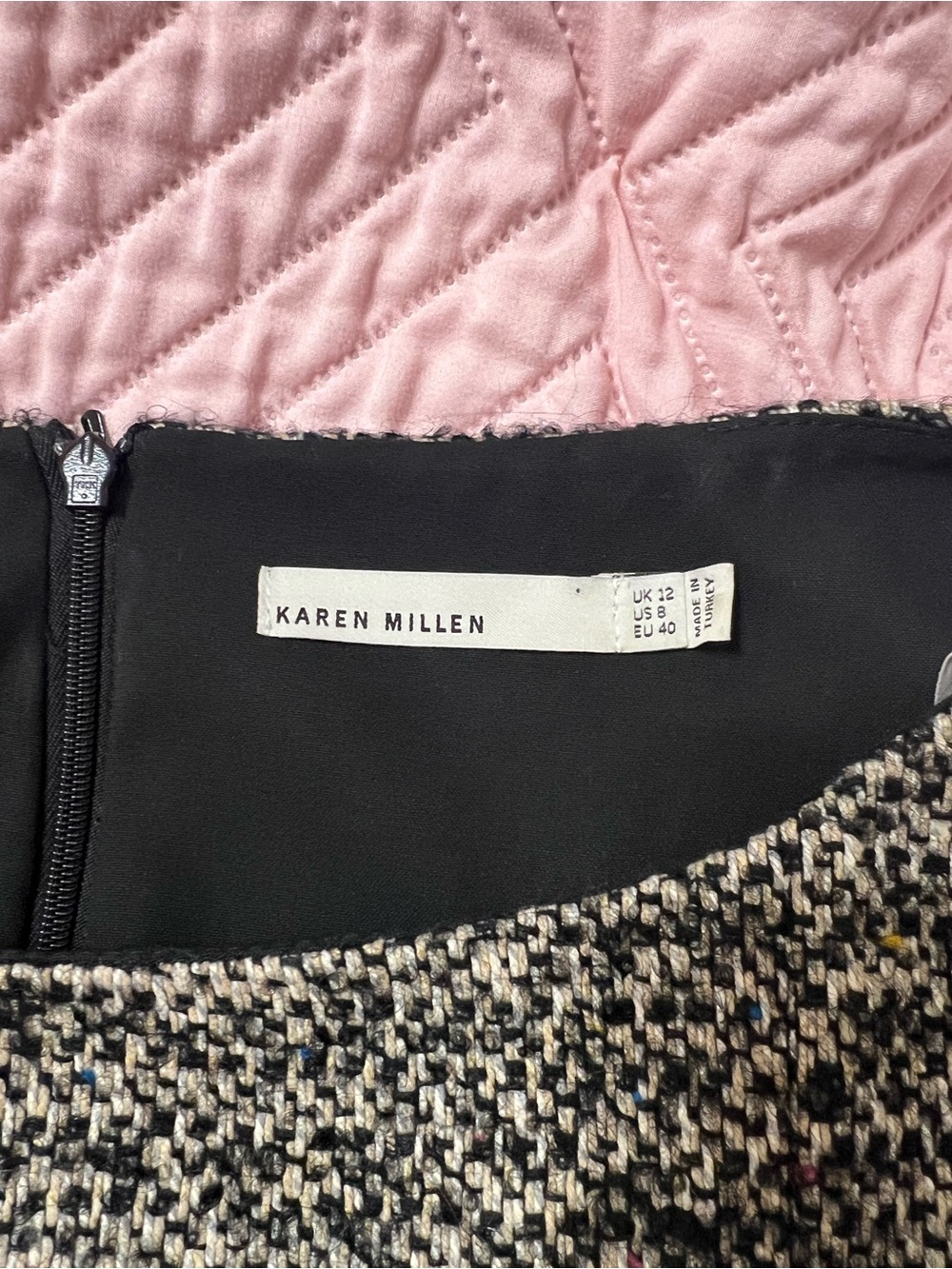 KAREN MILLEN TWEED DRESS I BLACK/ MULTI 8 Medium Wool Blend - Picture 3 of 16